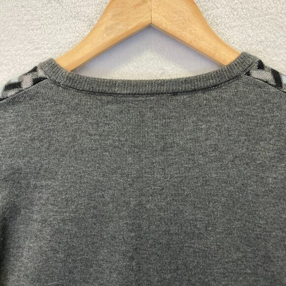 Luchiano Visconti Lattice Sweater Mens Large Crew Geometric Retro Gray Orange - Picture 13 of 13